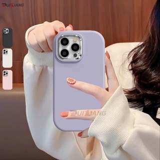 Ốp Lưng Thời Trang Tương Thích Cho IPhone 7Plus 14 11 15 12 13 Pro Max 7 8 Plus XR XS Max X SE Ống Kính Kim Loại Mạ Sang Trọng Macaron Vỏ Điện Thoại Màu Trơn R & X