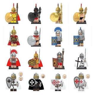 Tương thích với Lego Quân sự trung niên Chiến binh Spartan La Mã Đấu sĩ Viking Chiến binh Lắp ráp Tòa nhà B
