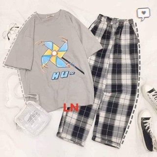 Sét bộ áo nam nữ quần kẻ Unisex Full Form to, rộng rãi, thoải mái, NHIỀU MẪU HOT, đồ bộ hoạt hình Freesize DVGIT