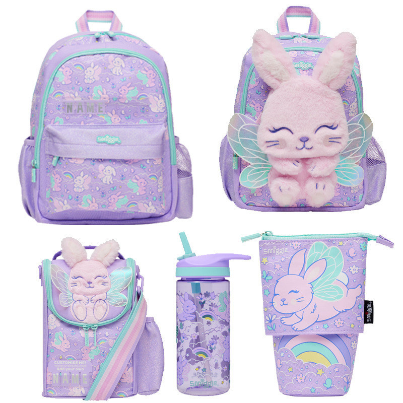 Úc smiggle Angel Rabbit Schoolbag Học sinh tiểu học Ba lô hoạt hình Ba lô lớp dưới Ba lô giải trí ng