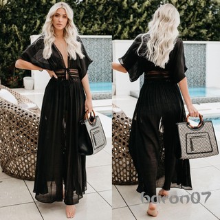 Phụ Nữ Bikini Che Màu Trơn Rỗng Eo Tay Ngắn Dài Che Áo Cardigan Dây Buộc Rời Đầm Cho Đồ Bơi