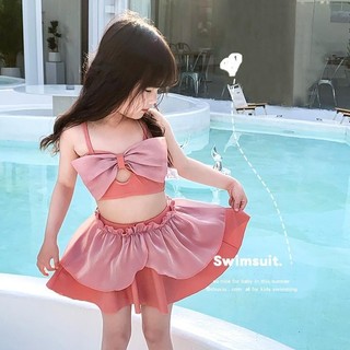  (Có sẵn) Đồ bơi bé gái Đồ bơi cha mẹ và con cái Váy nơ bé gái xẻ tà dễ thương
