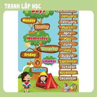 Tranh trang trí phòng tiếng anh - days and months
