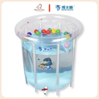 Bể bơi thành cao cho bé Doctor Dolphin 80x80cm, bể tắm đứng tập bơi kèm phao cổ - Monnie Kids