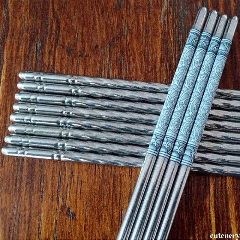 Set 1 Đôi Đũa Inox Chống Trượt Phong Cách Trung Hoa cutenery