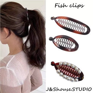 Kf799 Phong Cách Hàn Quốc Đơn Giản Lớn Nhỏ Ngọc Trai Sáng Kim Cương Giả Màu Nguyên Chất Thời Trang Đuôi Cá Kẹp Tóc Nữ Phụ Kiện