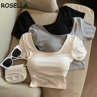 Rosella áo phông áo thun nữ croptop baby tee Dễ thương Vintage Xu hướng INS WTX24609UP 26Z240627