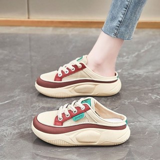 Dép cao su giữa gót (3-5cm) Flat Baotou PU