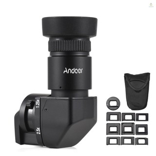 Kính ngắm máy ảnh Andoer 1.25X / 2.5X Kính lúp góc phải với 10 bộ điều hợp gắn thay thế cho máy ảnh DSLR Canon Pentax Olympus Leica Fujifilm