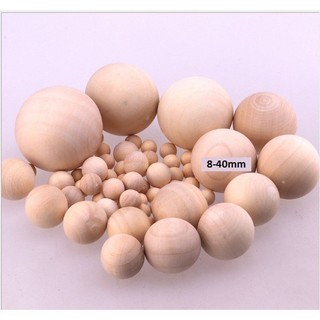 50gam hạt gỗ KHÔNG LỖ tròn màu tự nhiên đủ size 8mm-12mm-14mm-16mm-18mm-20mm-25mm-30mm-35mm-40mm làm đồ chơi, trang trí