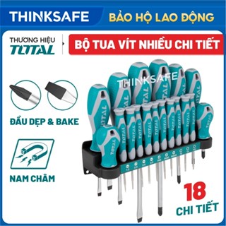  Bộ tua vít dẹp và bake 5 -18 chi tiết TOTAL nhiều kích thước đuôi tròn Bộ tuốc nơ vít sửa chữa đa năng có từ tính 