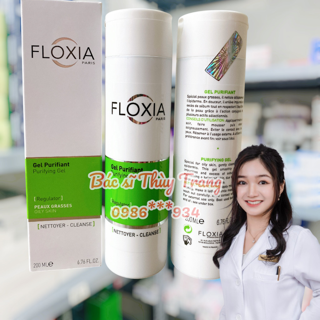 [TEM CHÍNH HÃNG] Sữa rửa mặt cho da nhờn mụn FLOXIA Purifying Gel Regulator - 200ml