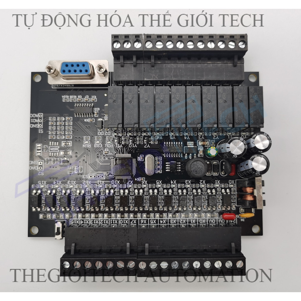 Board mạch lập trình PLC HK HK2N FX2N 24MR CFH 14 input 10 output relay 24V TTL RS232, GX Works2 Mit
