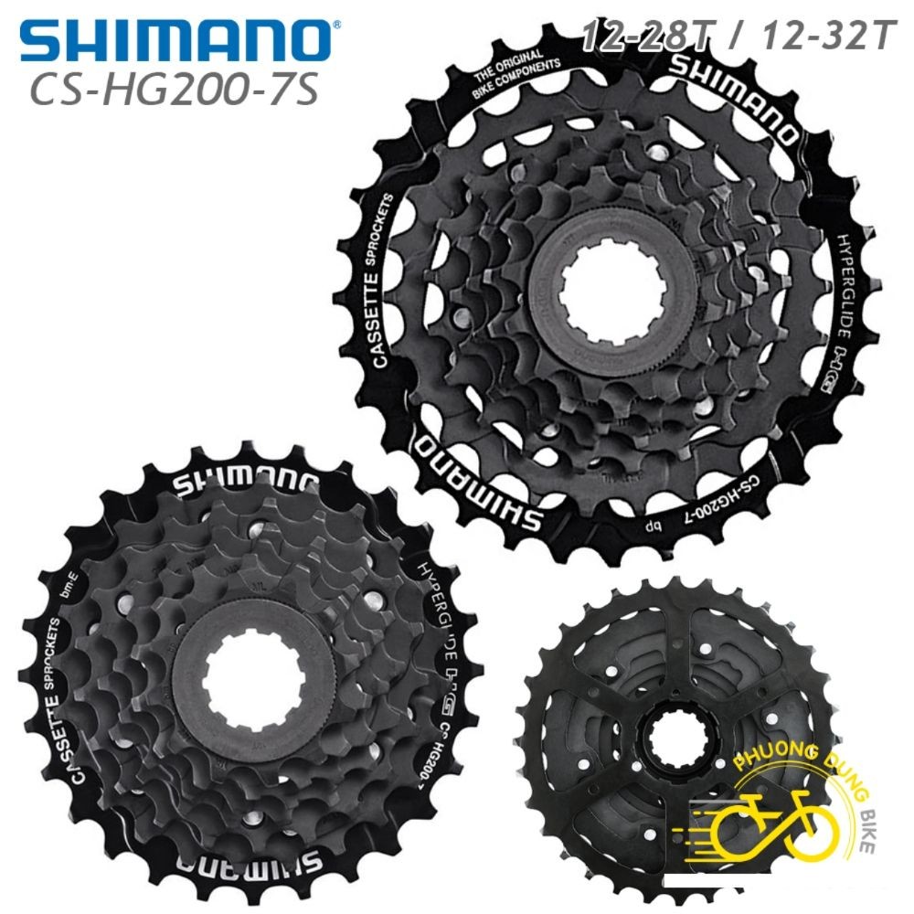 Líp thả líp 7 tầng xe đạp SHIMANO CS HG200 12-28T / 12-32T - Chính Hãng