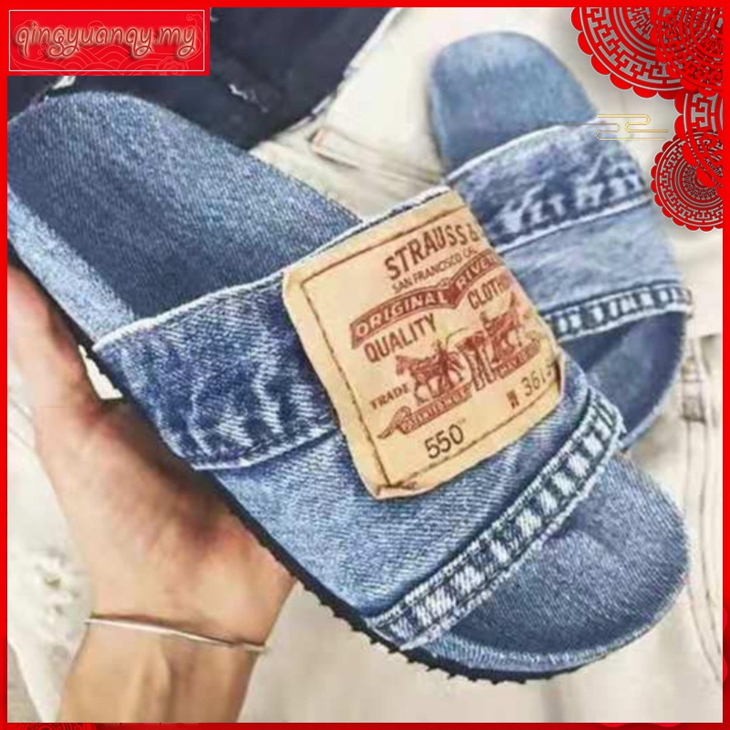 Nữ Thời Trang Trượt Denim Handmade Denim Slip-On Dép Tái Chế Quần Jean Thời Trang Handmade Denim Sli