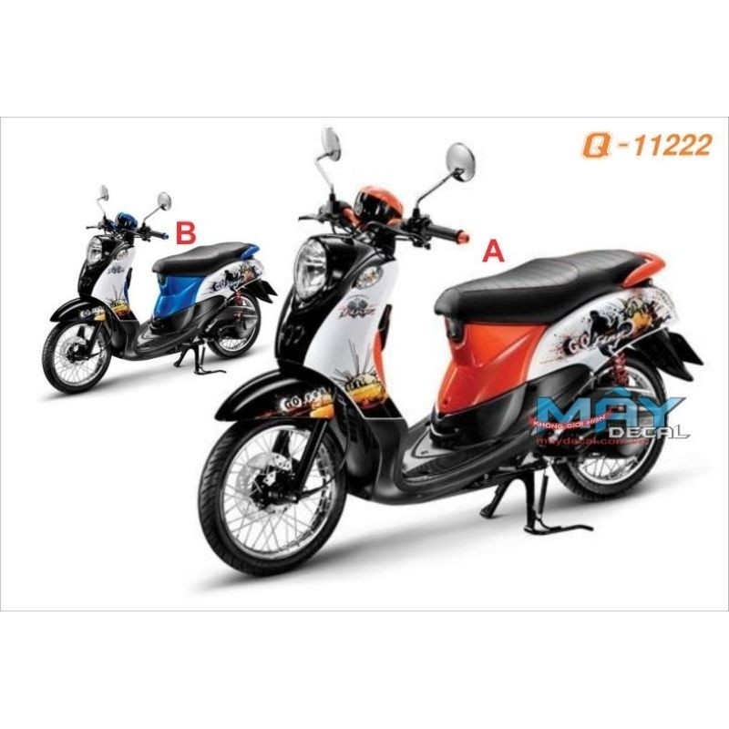 Tem dán xe MIO CLASICO - FINO  mẫu tem rời trắng đen 3 lớp bóng không bay màu bảo hành màu trọn đời 