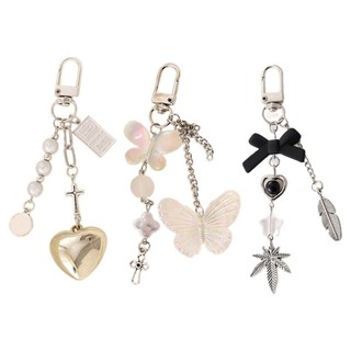 Biển Handmade Nơ Móc Khóa Trái Tim Mặt Dây Chuyền Móc Khóa Thanh Lịch Dây Đeo Điện Thoại Túi Trang Trí