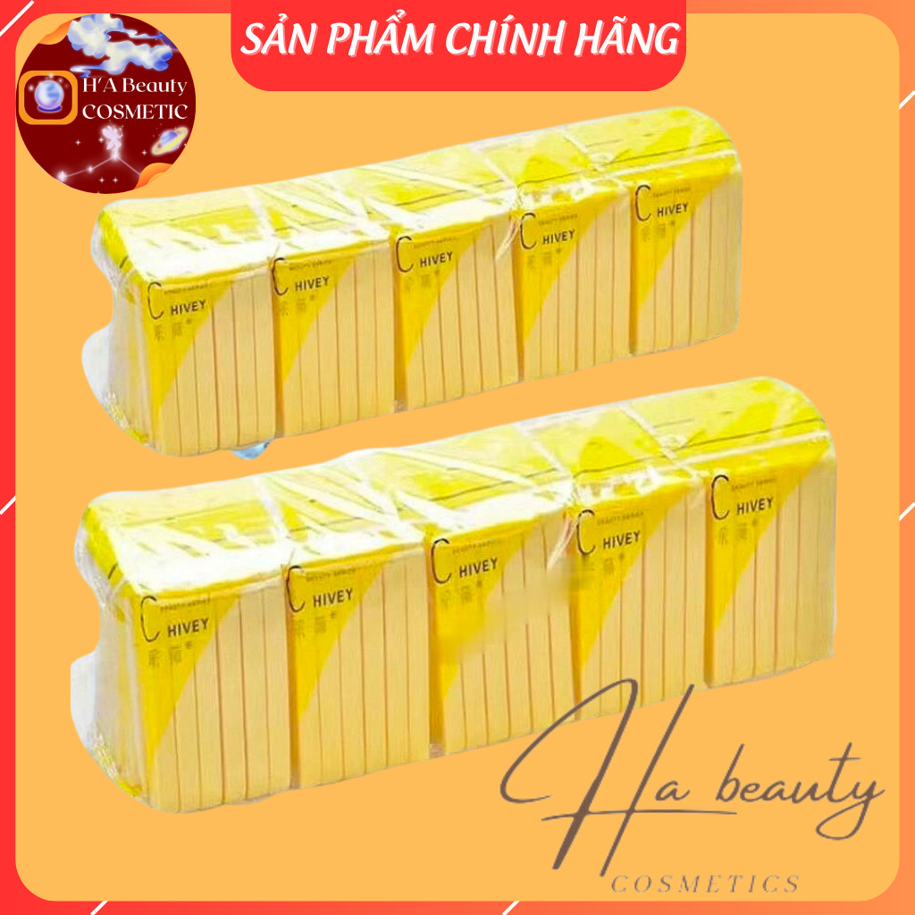 Cây 20 gói = 240 miếng mút nở bọt biển rửa mặt Chivey | Bông mút vàng rửa mặt
