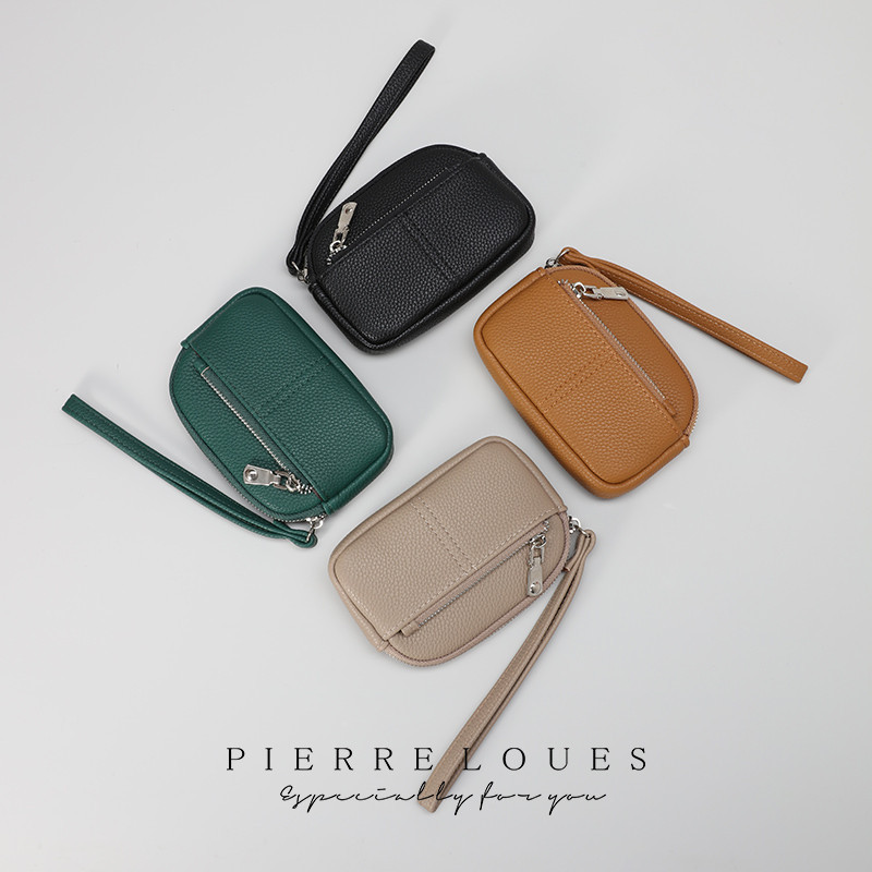 Thời Trang Cao Cấp Ví Nữ Di Động PU Cổ Tay Dây Kéo Đồng Xu Dung Tích Lớn Ví