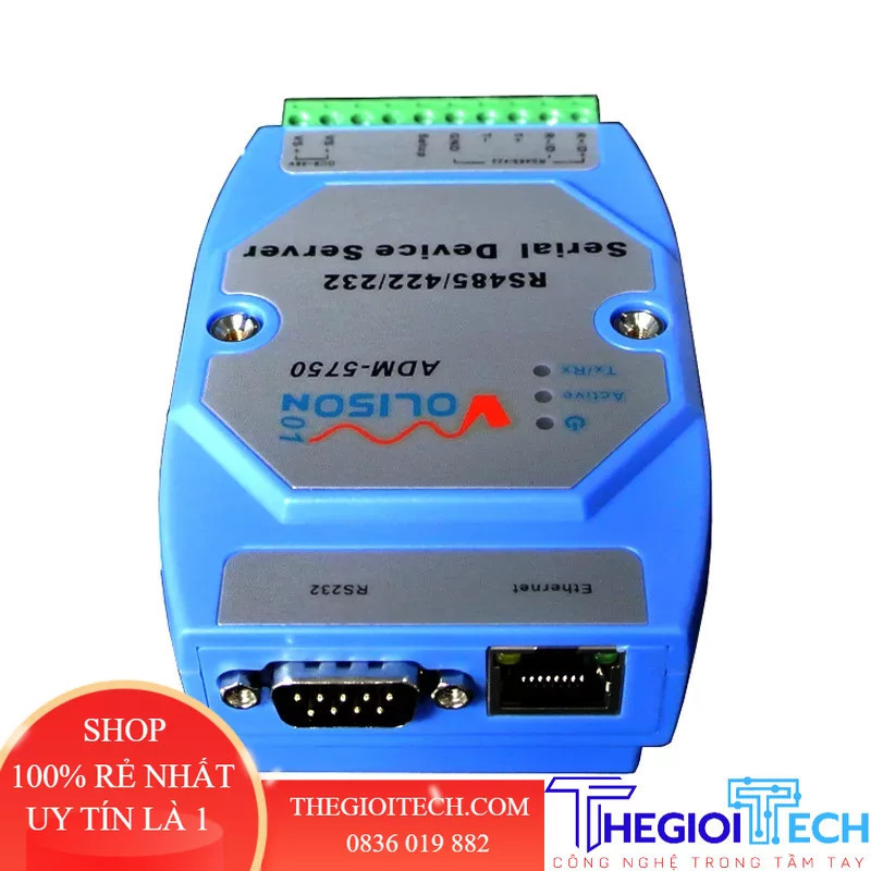 ADM-5750 Din Rail Máy chủ cổng nối tiếp công nghiệp RS232/485/422 sang Ethernet trong suốt - device only
