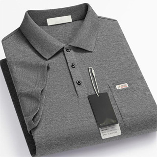 Áo polo Ve Áo Sơ Mi Tay Ngắn Áo Thun Nam Trung Niên Người Cao Tuổi Thước Lớn Áo Thun Tay Ngắn Bố Mặc Áo Sơ Mi polo Nam