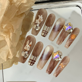 Đùi Tóc Thô  Handmade Mặc Móng Tay Thu Đông Internet Người Nổi Tiếng Dán Móng Tay Có Thể Tháo Rời Làm Đẹp Móng Tay Bán Buôn