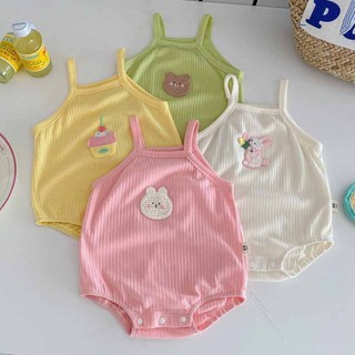 Mùa Hè Bé Gái Hoạt Hình Thêu Sling Romper Dễ Thương Cotton Cho Bé Jumpsuit