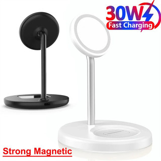 Sạc Điện Thoại 2 Trong 1 AirPods Sạc Nhanh Bộ Sạc Không Dây Từ Tính 30W Có Đế Đứng Cho iPhone 15 14 13 12 Pro Max