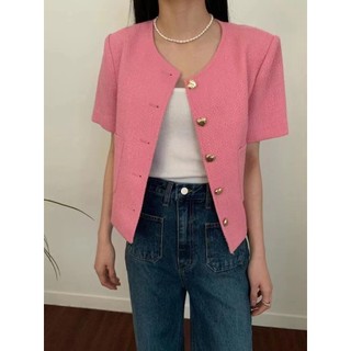 Áo Blazer ngắn tay có nút tình yêu sang trọng Hàn Quốc có túi