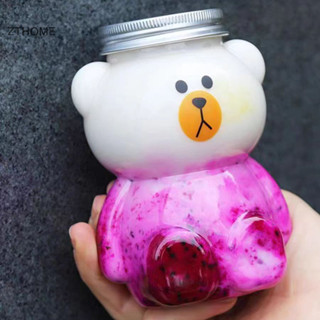 Zthome Kawaii Gấu Nhỏ Chai Nước Cho Trà Sữa Cà Phê Nước Uống Di Động Cốc Uống Nhà Trong Suốt Chai Nước Giải Khát Nóng
