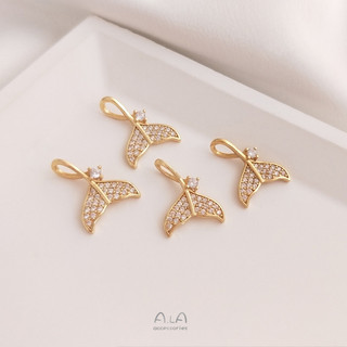Mặt dây chuyền Bảo quản màu sắc 14K Mạ vàng Micro-Ind Zircon Đuôi cá voi Nàng tiên cá Mặt dây chuyền Handmade diy Bông tai Phụ kiện trang sức