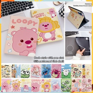 Dành Cho Samsung Galaxy Tab S9 FE 10.9 SM-X510 SM-X516B Dâu Gấu Trẻ Em Hoạt Hình Dễ Thương Beaver Stitch Đứng Bao Da Thông Minh Chống Sốc Có Khe Cắm Bút