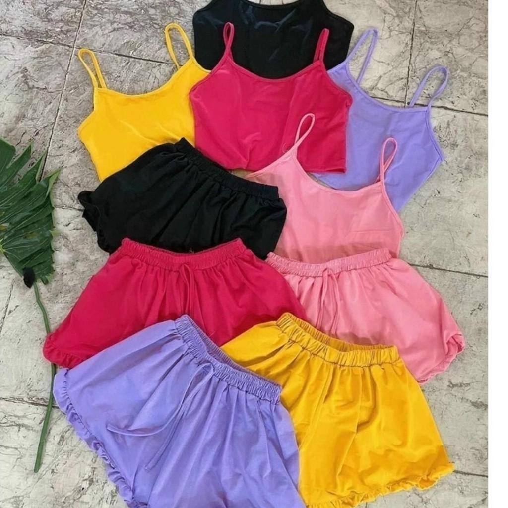 Đồ ngủ, Đồ bộ nữ 2 dây thun đùi mặc nhà Bộ ngủ 2 dây thun chất mát lạnh siêu mát gân tăm mềm mịn mã 