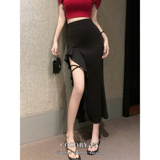 Cocorygirl Váy nữ Hàn Quốc / xẻ tà eo cao thon gọn váy nàng tiên cá hông
