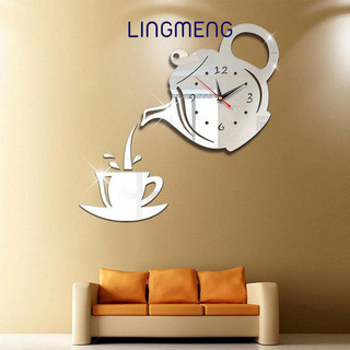 Lingmeng Nhãn dán tường trang trí đồng hồ 3D Diy độc đáo