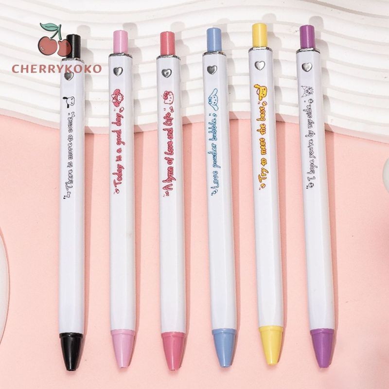 💞Cherry💞 SANRIO Bút bi bấm thân vuông nhỏ mực đen hoạt hình