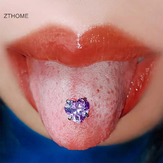 Zthome 1 Chiếc Thép Titan Lưỡi Nhẫn Trái Tim Pha Lê Zircon Lưỡi Đinh Dành Cho Nữ Cơ Thể Trang Sức Tai Đinh Viền Môi HOT