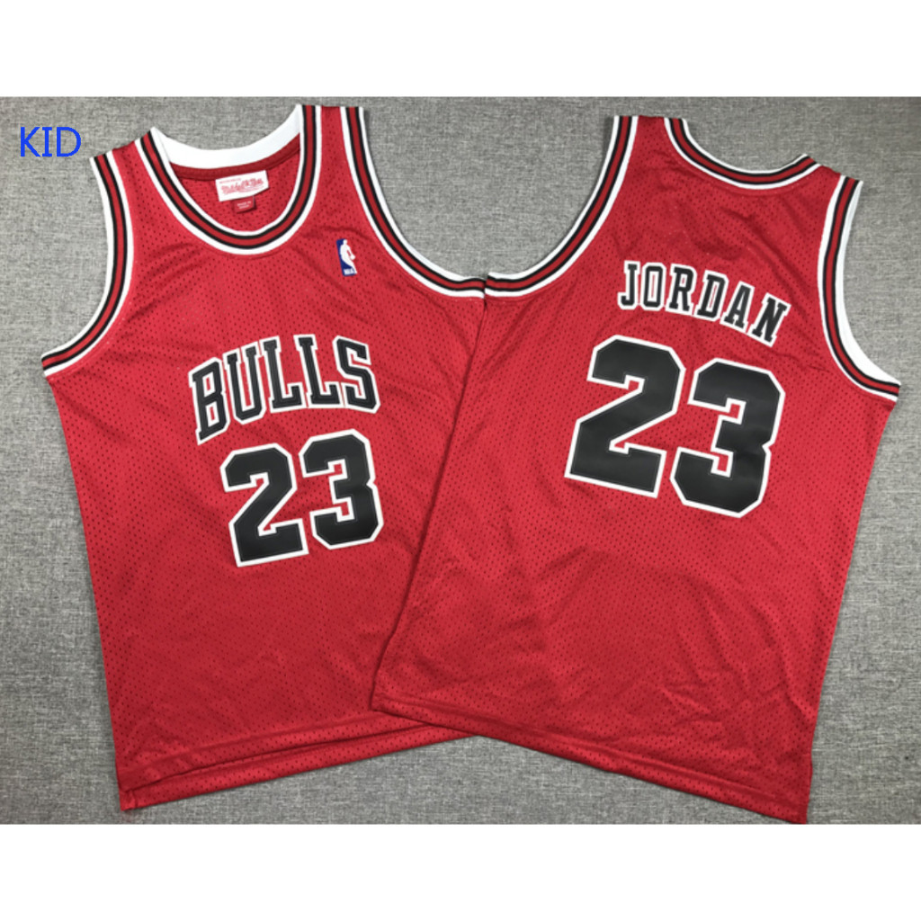 Trẻ em trẻ em mới Chicago Bulls 23 Michael BULLS retro thêu áo bóng rổ áo màu đỏ