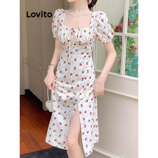 Đầm Lovito xẻ tà họa tiết hoa nhí phong cách thường ngày cho nữ LNA53021