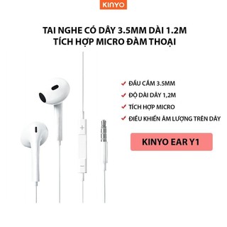 Tai nghe có dây kinyo y1 3.5mm 1.2m, tích hợp micro đàm thoại chất lượng cao
