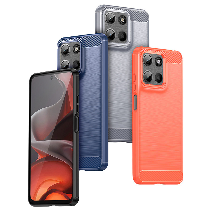 Dành Cho Motorola Moto G15 G05 G35 G55 G75 G85 5G Chống Sốc Giáp Sợi Carbon Lai Bàn Chải TPU Vỏ