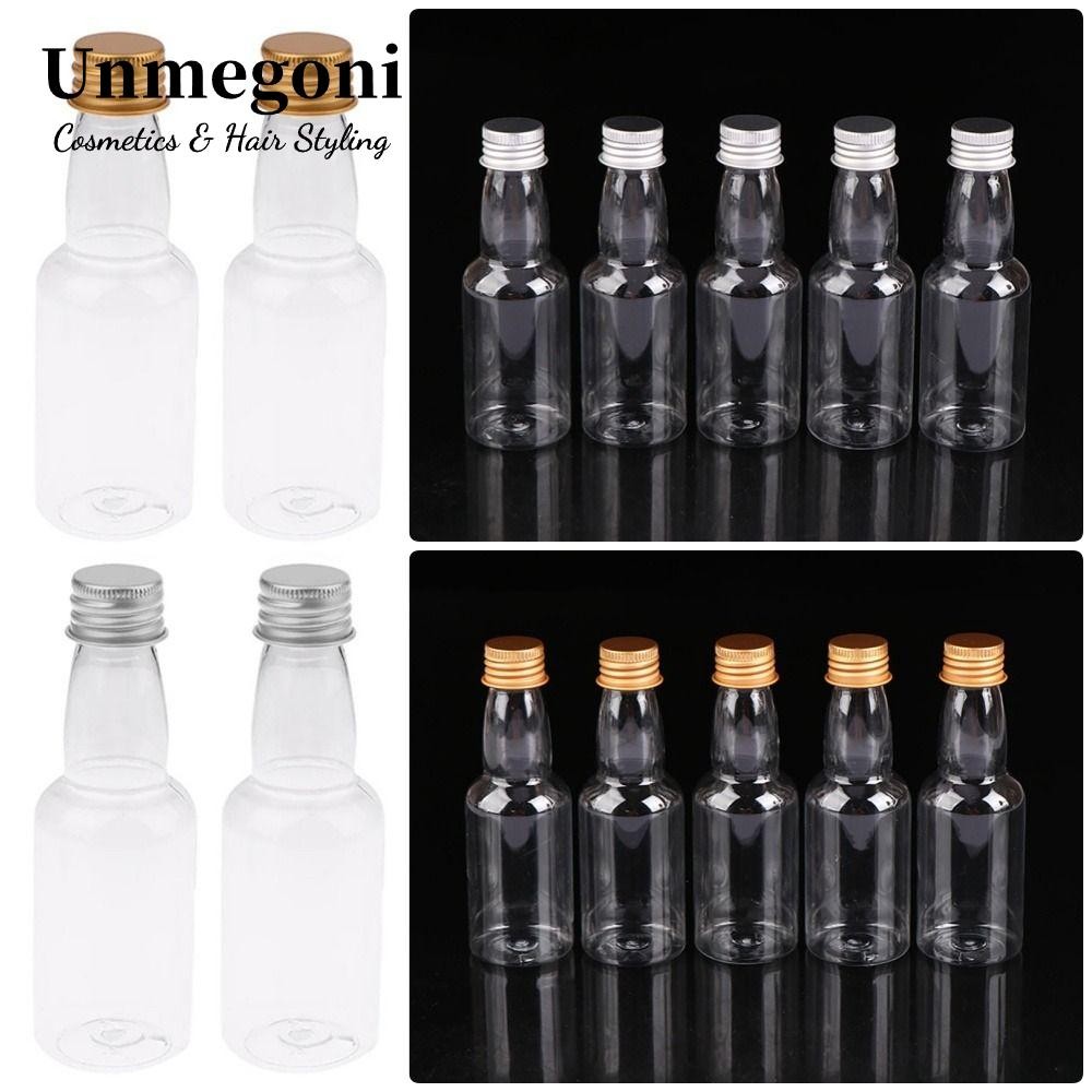 Unmegoni Bộ 5 Chai Rượu Mini, Chai Rượu Dự Tiệc Tiếp Liệu Chai Nhựa, Mũ Bạc / Vàng 60ml Chai Rượu Nh