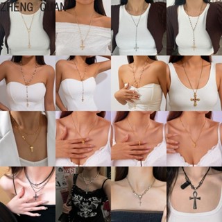 Thời Trang Tua Rua Hip Hop Vòng Cổ Kim Cương Giả Chữ Thập Dây Chuyền Dành Cho Nữ Vintahe Trang Sức Quà Tặng Punk