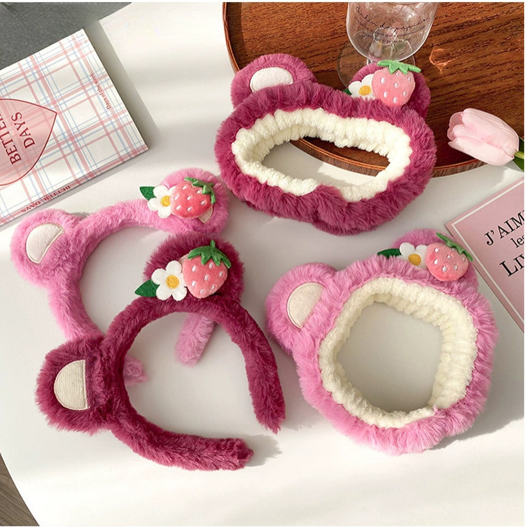 2023 Hoạt Hình Dâu Tai Gấu Nữ Dễ Thương Sang Trọng Rửa Mặt Băng Đô