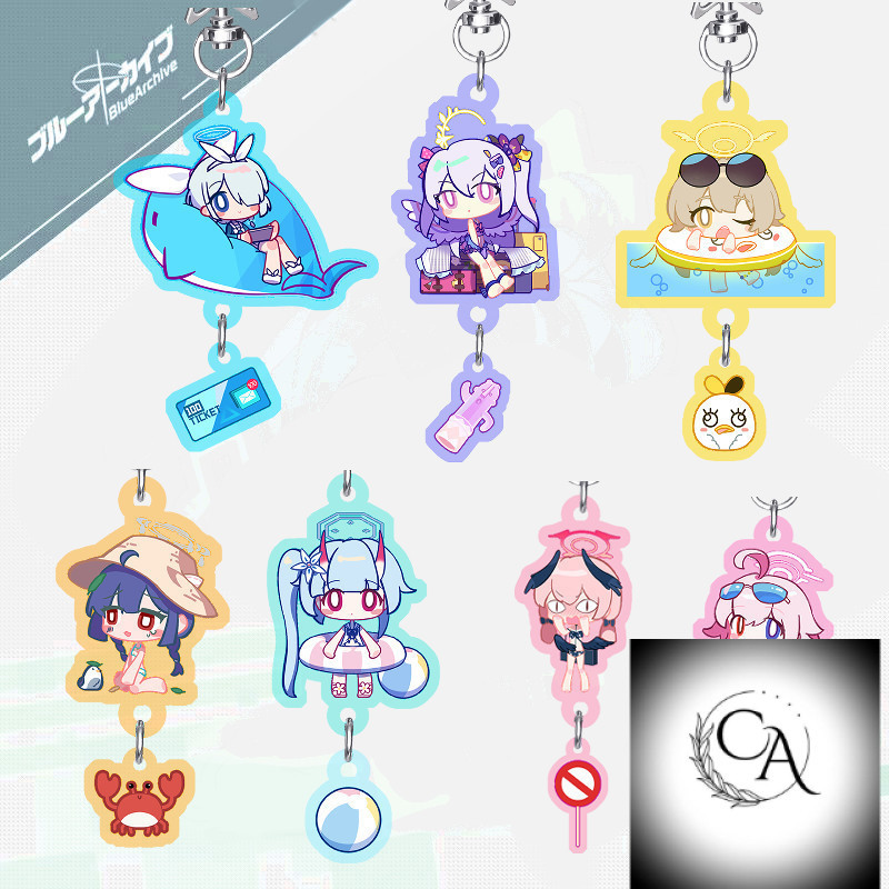 Xanh Lưu Trữ Anime Móc Khóa Nữ Azusa Hifumi Acrylic Móc Chìa Khóa Người Đàn Ông N