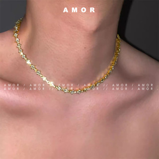 Kim Cương Choker Vàng Bạc Hip hop Cho Nam Nữ Vòng Cổ Unisex Bộ Trang Sức Cho Các Cặp Đôi