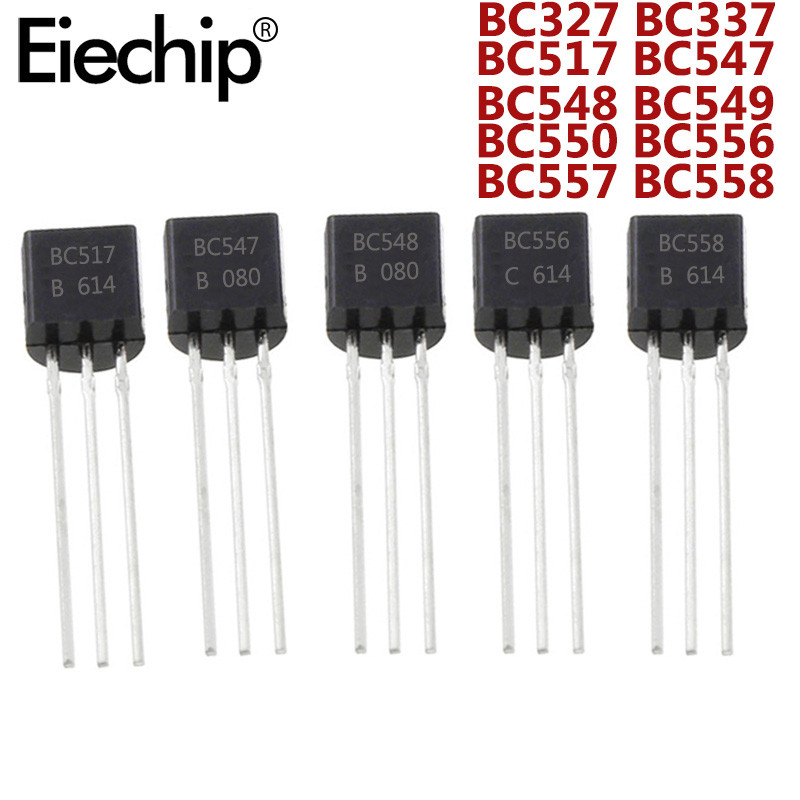 Bộ 50 BC327 BC337 BC517 BC547 BC548 BC549 BC550 BC556 BC557 BC558 TO-92 Transistor NPN PNP Mới Ban Đ
