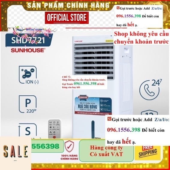 KM  [CHÍNH HÃNG] Quạt Điều Hòa Hơi Nước Sunhouse SHD7721 thanh lý trưng bày- Mới 100%