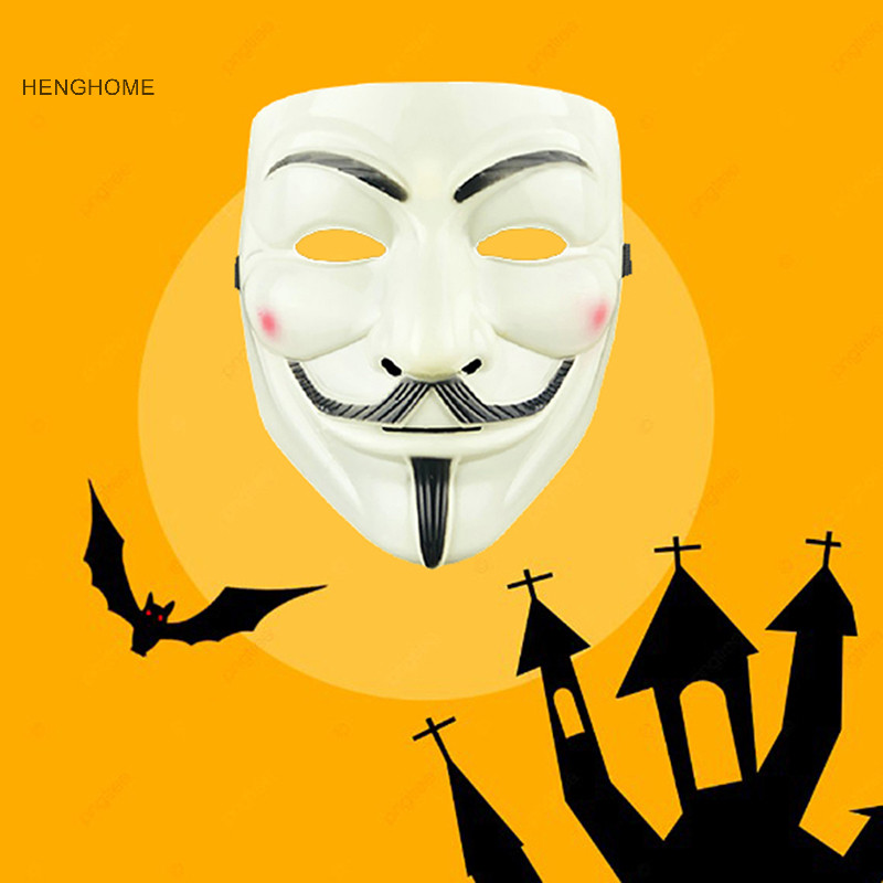 Henghome Anonymous Vendetta Guy Fawkes Hacker Face Mask Người lớn Halloween Fancy Party TFG