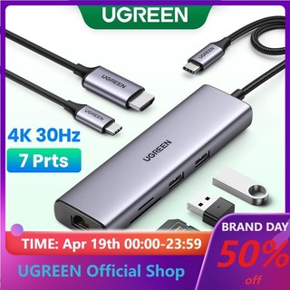 Hub UGREEN chia 7 cổng USB 4K 30Hz / 60Hz sang HDMI RJ45 PD